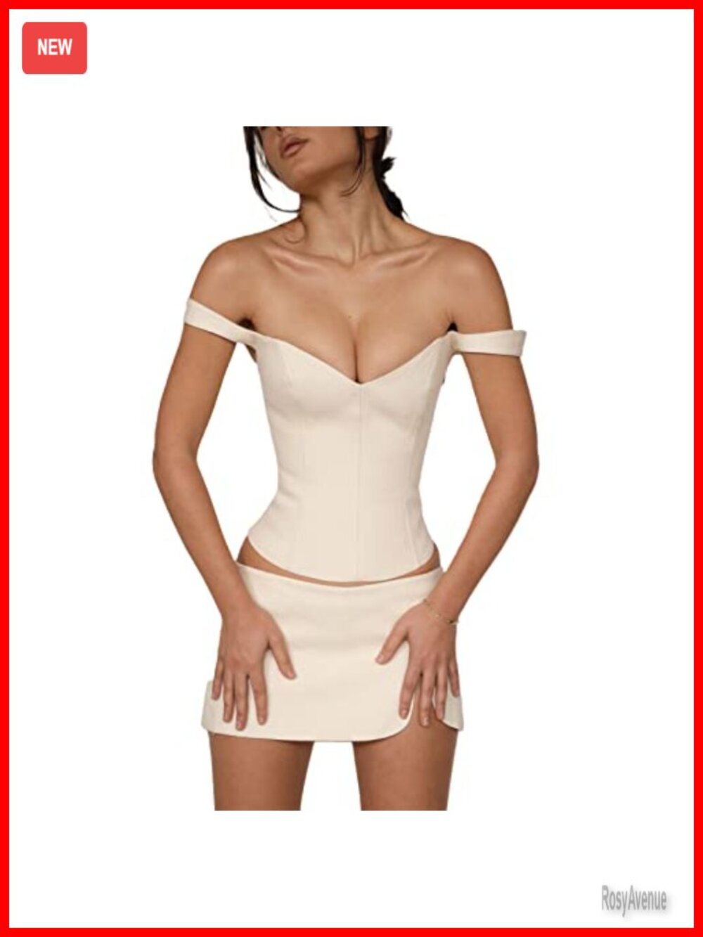 Women Off Shoulder Corset Top Lace Up Back Bustier Crop Party Clubwear